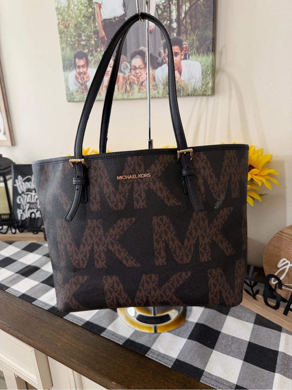 Michael Kors Brown & Black MK Logo Tote